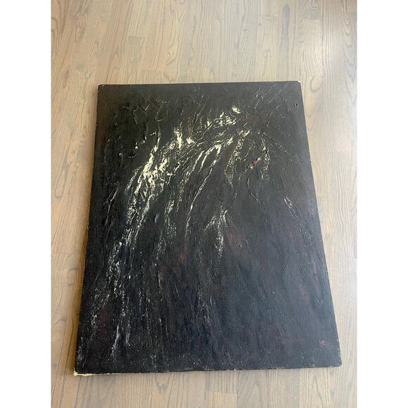 Black-White Abstract Oil Painting, THE VOID 36 x 28 inches, Dark, Art Piece - Picture 1 of 4